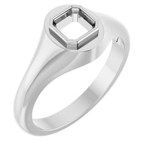 14K White Gold 5x5 mm Asscher Bezel-Set Ring Mounting – image 2