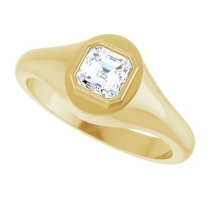 14K Yellow Gold 5x5 mm Asscher Bezel-Set Ring Mounting – image 8