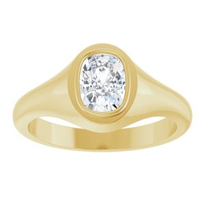 10K Yellow Gold 7.5x5.5 mm Elongated Cushion Bezel-Set Ring Mounting – image 5