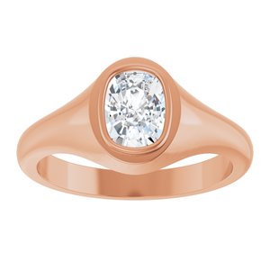 18K Rose Gold 7.5x5.5 mm Elongated Cushion Bezel-Set Ring Mounting – image 5