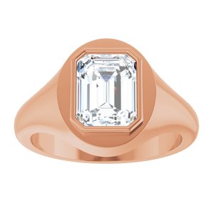 10K Rose Gold 9x7 mm Emerald Bezel-Set Ring Mounting – image 5