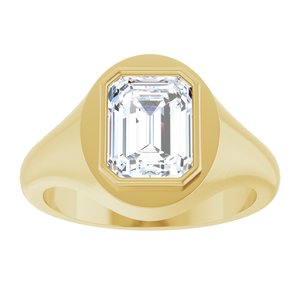 18K Yellow Gold 9x7 mm Emerald Bezel-Set Ring Mounting – image 5