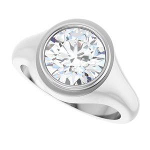 14K X1 White Gold 9.4 mm Round Bezel-Set Ring Mounting – image 8