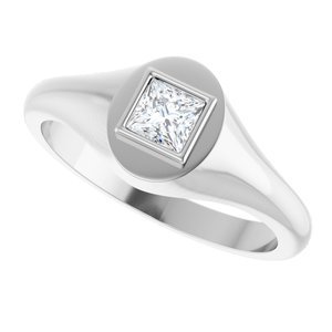 14K White Gold 4x4 mm Square Bezel-Set Ring Mounting – image 8