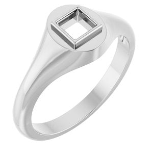 14K X1 White Gold 4x4 mm Square Bezel-Set Ring Mounting – image 2