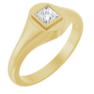 10K Yellow Gold 4x4 mm Square Bezel-Set Ring Mounting