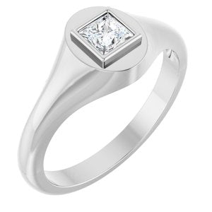 14K X1 White Gold 4x4 mm Square Bezel-Set Ring Mounting