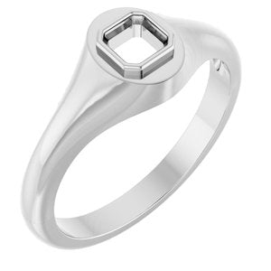 Platinum 4x4 mm Asscher Bezel-Set Ring Mounting – image 2