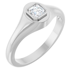 10K White Gold 4x4 mm Asscher Bezel-Set Ring Mounting