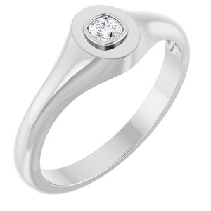 14K X1 White Gold 3x3 mm Cushion Bezel-Set Ring Mounting