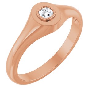 14K Rose Gold 3x3 mm Cushion Bezel-Set Ring Mounting