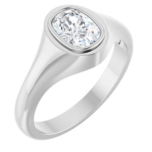 14K White Gold 7.5x5.5 mm Elongated Cushion Bezel-Set Ring Mounting