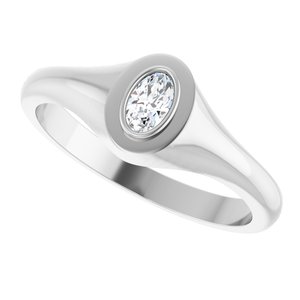 10K White Gold 5x3 mm Oval Bezel-Set Ring Mounting – image 8