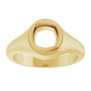 14K Yellow Gold 7x7 mm Cushion Bezel-Set Ring Mounting – image 6