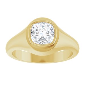 10K Yellow Gold 7x7 mm Cushion Bezel-Set Ring Mounting – image 5
