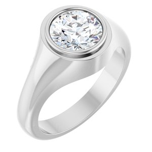14K White Gold 8.2 mm Round Bezel-Set Ring Mounting