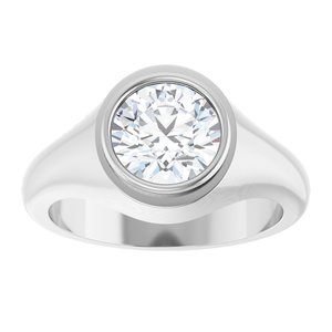 18K White Gold 8.2 mm Round Bezel-Set Ring Mounting – image 5