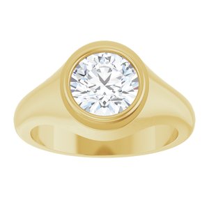 18K Yellow Gold 8.2 mm Round Bezel-Set Ring Mounting – image 5