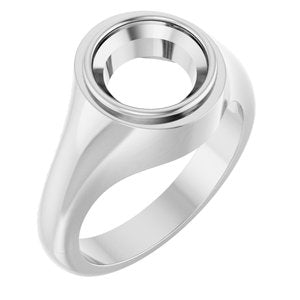 14K X1 White Gold 9.4 mm Round Bezel-Set Ring Mounting – image 2
