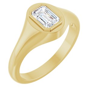 10K Yellow Gold 6.5x4.5 mm Emerald Bezel-Set Ring Mounting