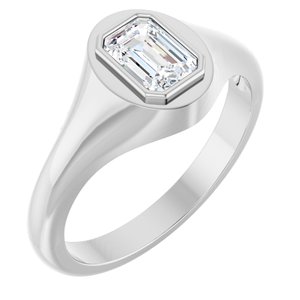 Platinum 6.5x4.5 mm Emerald Bezel-Set Ring Mounting