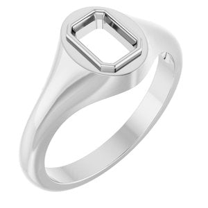 10K White Gold 6.5x4.5 mm Emerald Bezel-Set Ring Mounting – image 2