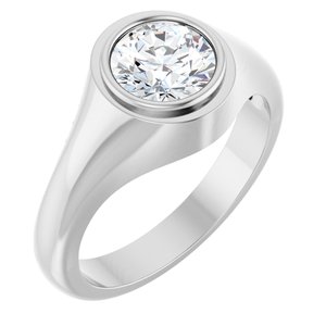 18K White Gold 7.4 mm Round Bezel-Set Ring Mounting