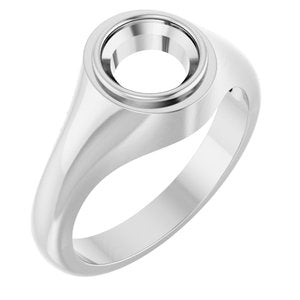 18K White Gold 7.4 mm Round Bezel-Set Ring Mounting – image 2