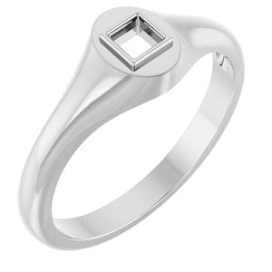 Sterling Silver 3x3 mm Square Bezel-Set Ring Mounting – image 2