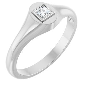 Platinum 3x3 mm Square Bezel-Set Ring Mounting