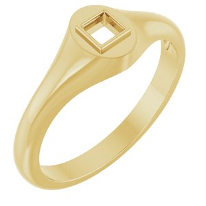 18K Yellow Gold 3x3 mm Square Bezel-Set Ring Mounting – image 2