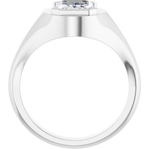 14K X1 White Gold 9x7 mm Emerald Bezel-Set Ring Mounting – image 3