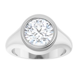 14K White Gold 9.4 mm Round Bezel-Set Ring Mounting – image 5