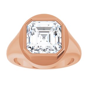 18K Rose Gold 10x10 mm Asscher Bezel-Set Ring Mounting – image 5