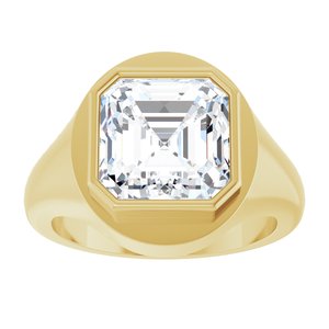 14K Yellow Gold 10x10 mm Asscher Bezel-Set Ring Mounting – image 5