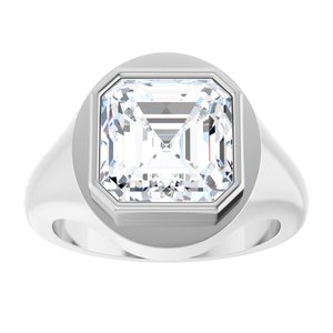 14K X1 White Gold 10x10 mm Asscher Bezel-Set Ring Mounting – image 5