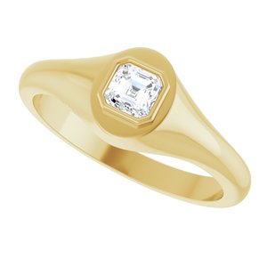 14K Yellow Gold 4x4 mm Asscher Bezel-Set Ring Mounting – image 8