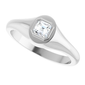 Sterling Silver 4x4 mm Asscher Bezel-Set Ring Mounting – image 8