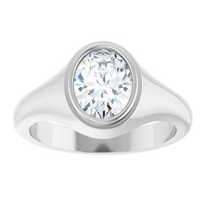 14K White Gold 9x7 mm Oval Bezel-Set Ring Mounting – image 5