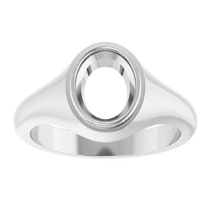 10K White Gold 9x7 mm Oval Bezel-Set Ring Mounting – image 6