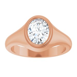 18K Rose Gold 9x7 mm Oval Bezel-Set Ring Mounting – image 5