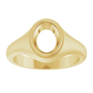 18K Yellow Gold 9x7 mm Oval Bezel-Set Ring Mounting – image 6