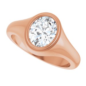 10K Rose Gold 9x7 mm Oval Bezel-Set Ring Mounting – image 8