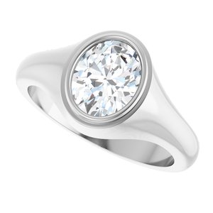 10K White Gold 9x7 mm Oval Bezel-Set Ring Mounting – image 8