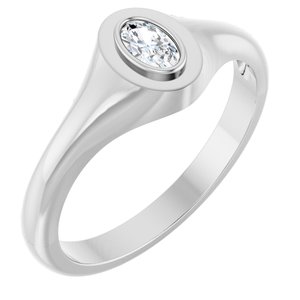 18K White Gold 5x3 mm Oval Bezel-Set Ring Mounting