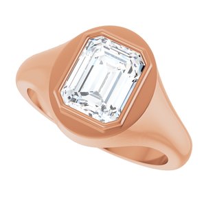 10K Rose Gold 9x7 mm Emerald Bezel-Set Ring Mounting – image 8