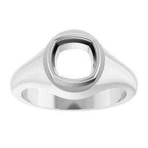 18K White Gold 7.5x7.5 mm Cushion Bezel-Set Ring Mounting – image 6
