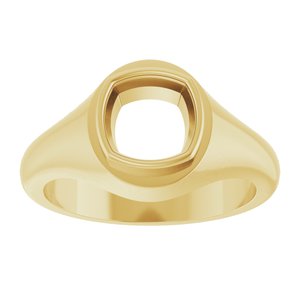 18K Yellow Gold 7.5x7.5 mm Cushion Bezel-Set Ring Mounting – image 6