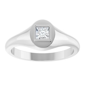 10K White Gold 3.75x3.75 mm Square Bezel-Set Ring Mounting – image 5