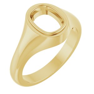 10K Yellow Gold 8.5x6.5 mm Elongated Cushion Bezel-Set Ring Mounting – image 2